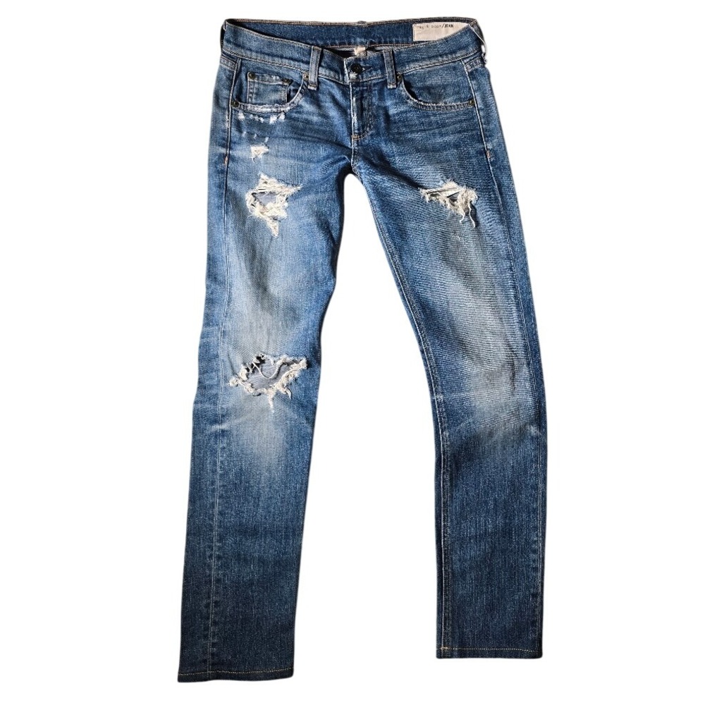 Rag & Bone Dre Low Rise Slim Boyfriend Distressed Jeans faded Women's S 27 1316